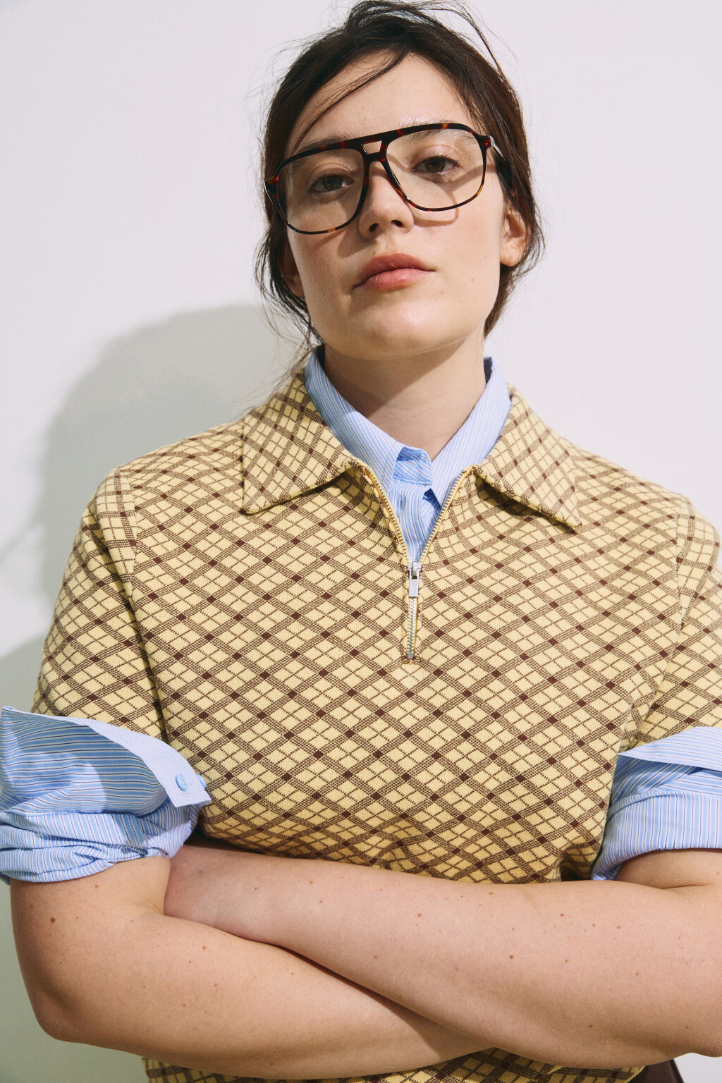 футболка-поло вязаная жаккардовая на молнии - цвет желтый - 2