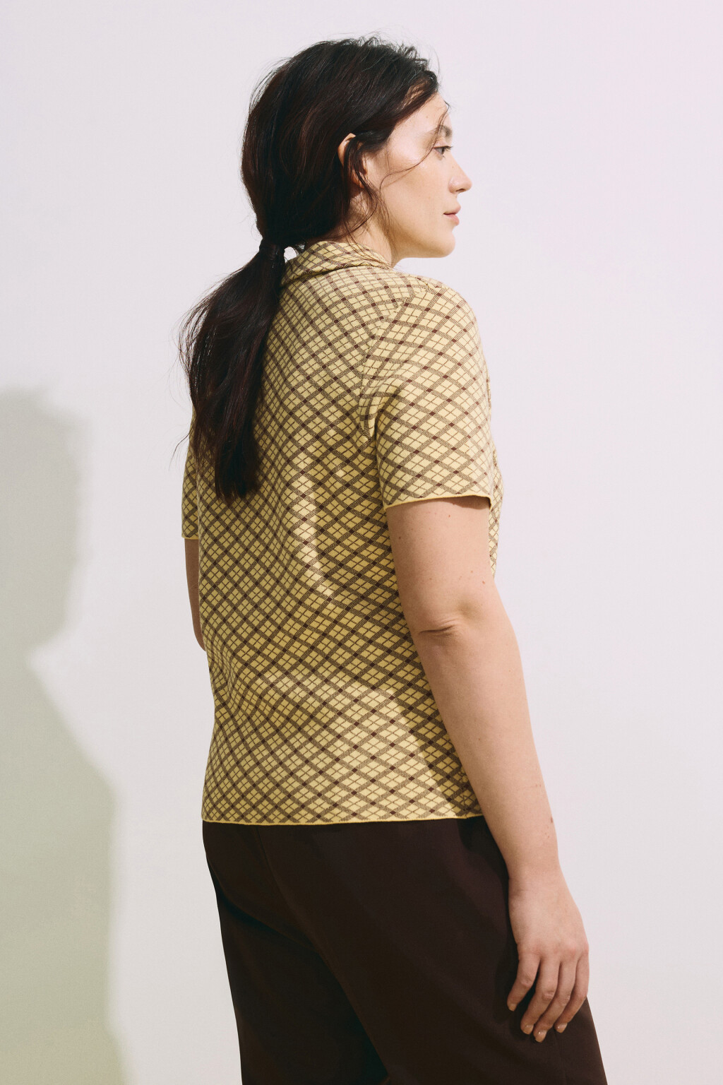 футболка-поло вязаная жаккардовая на молнии - цвет желтый - 4