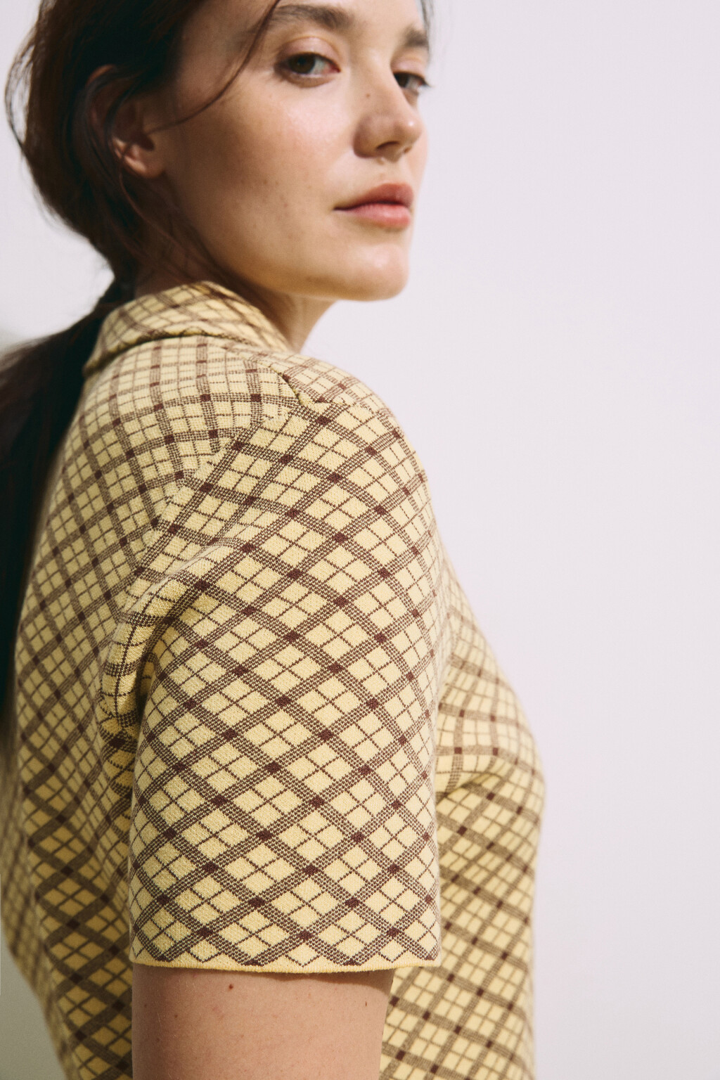 футболка-поло вязаная жаккардовая на молнии - цвет желтый - 7