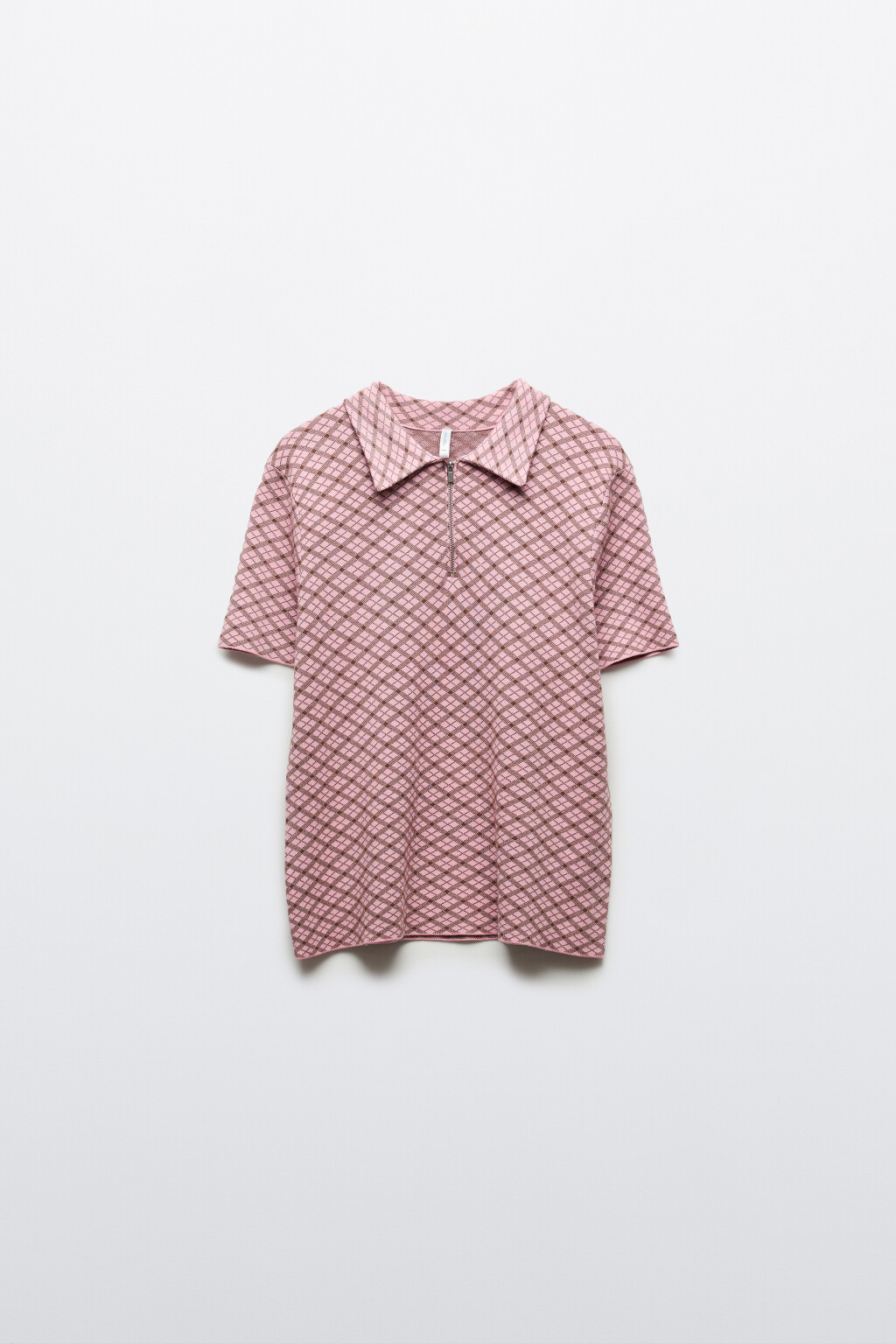 футболка-поло вязаная жаккардовая на молнии - цвет розовый - 7