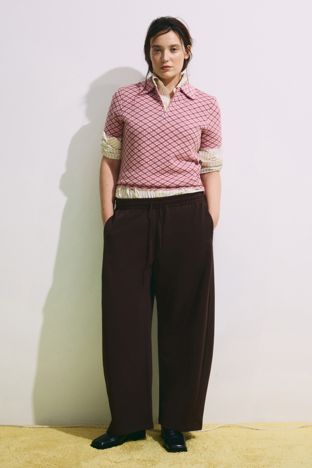 футболка-поло вязаная жаккардовая на молнии - цвет розовый - 4