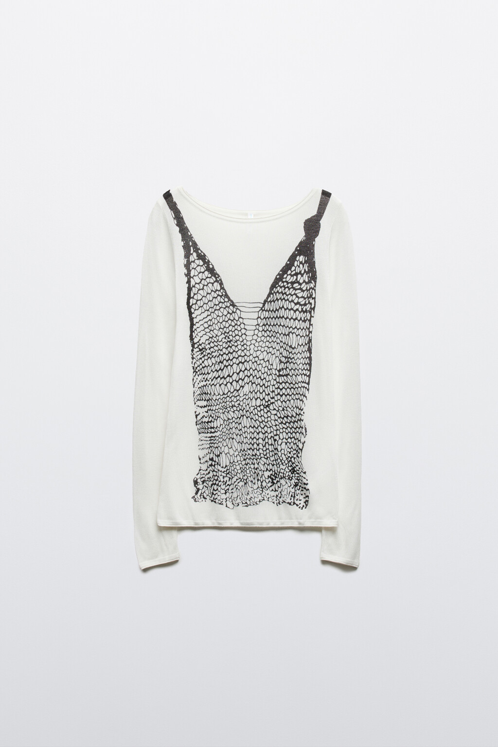 Джемпер вязаный с имитацией майки - цвет белый - 1