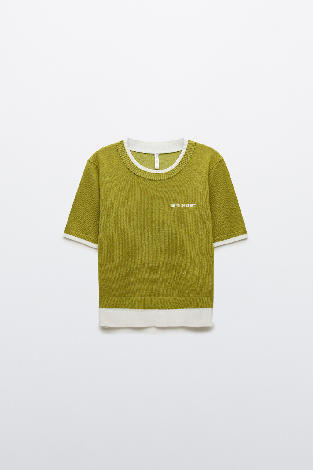 Футболка вязаная с имитацией второго слоя - цвет зеленый - 1