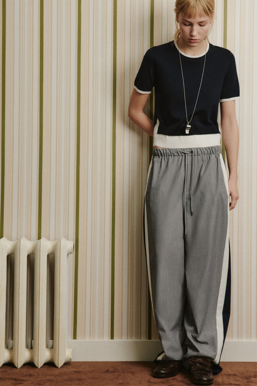 Футболка вязаная с имитацией второго слоя - цвет синий - 2