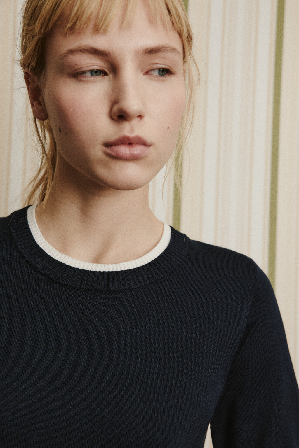 Футболка вязаная с имитацией второго слоя - цвет синий - 8