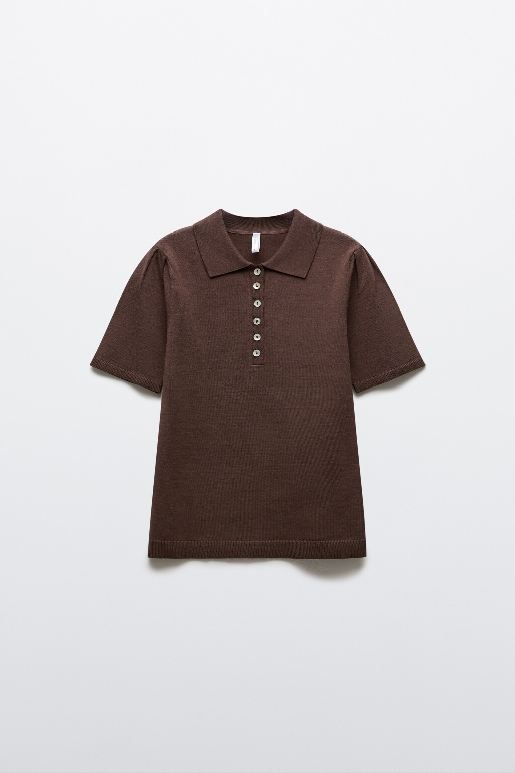 Футболка-поло вязаная - цвет коричневый - 1