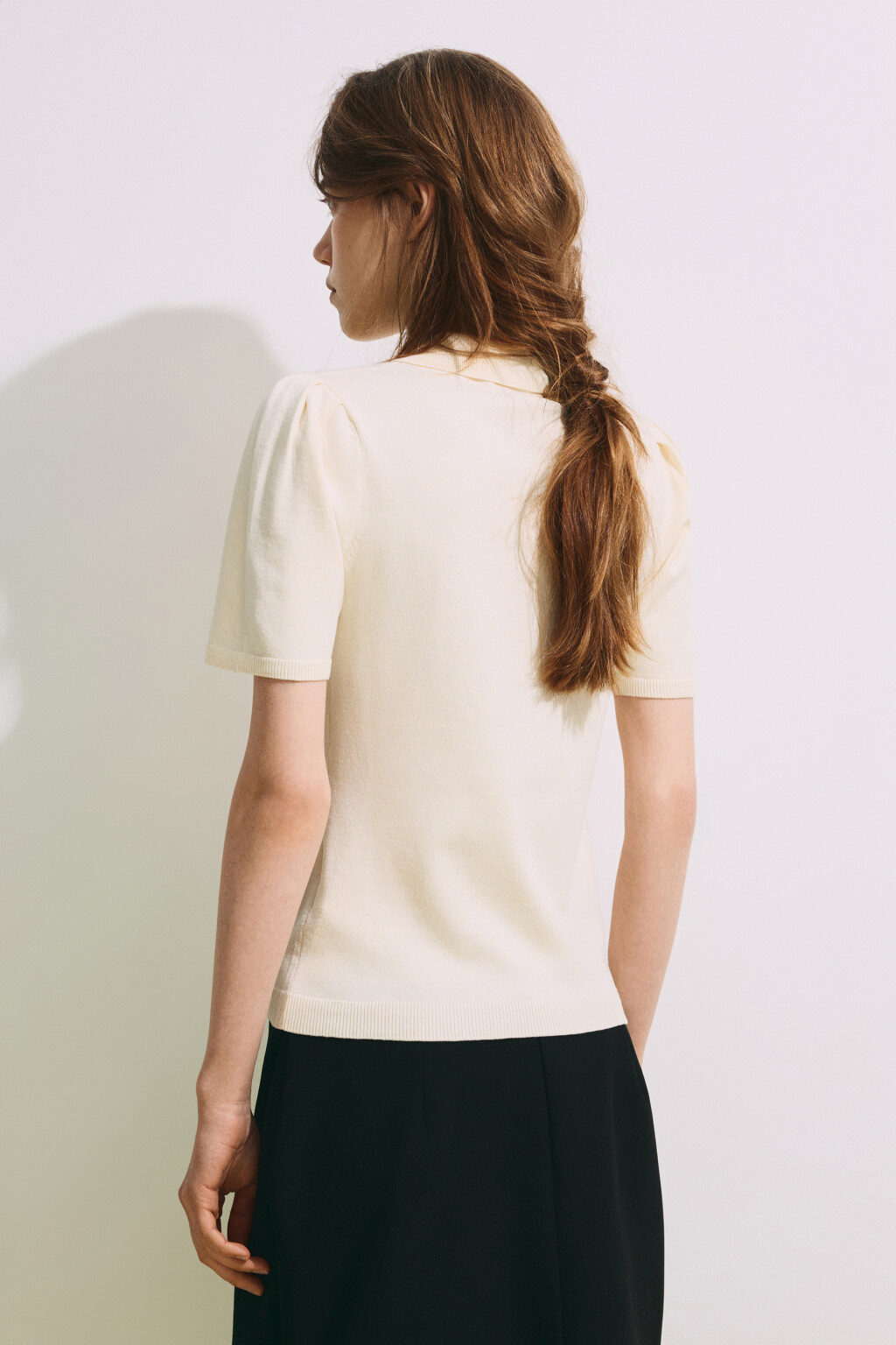 Футболка-поло вязаная - цвет ванильный - 4