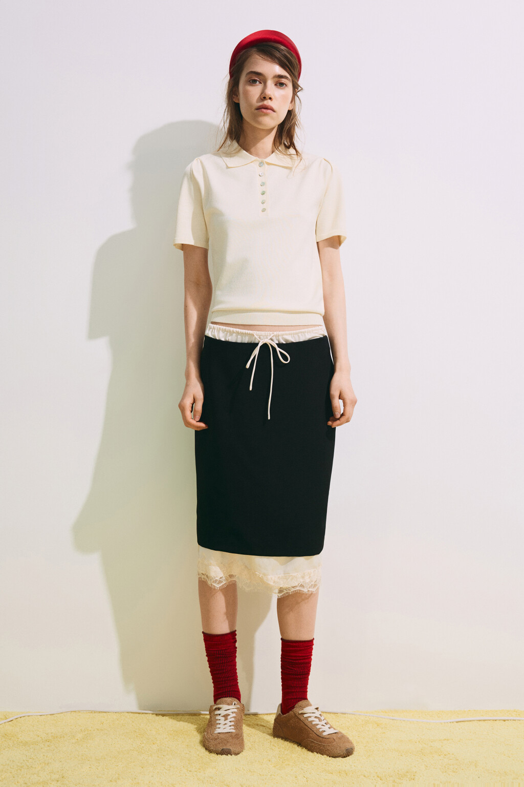 Футболка-поло вязаная - цвет ванильный - 5