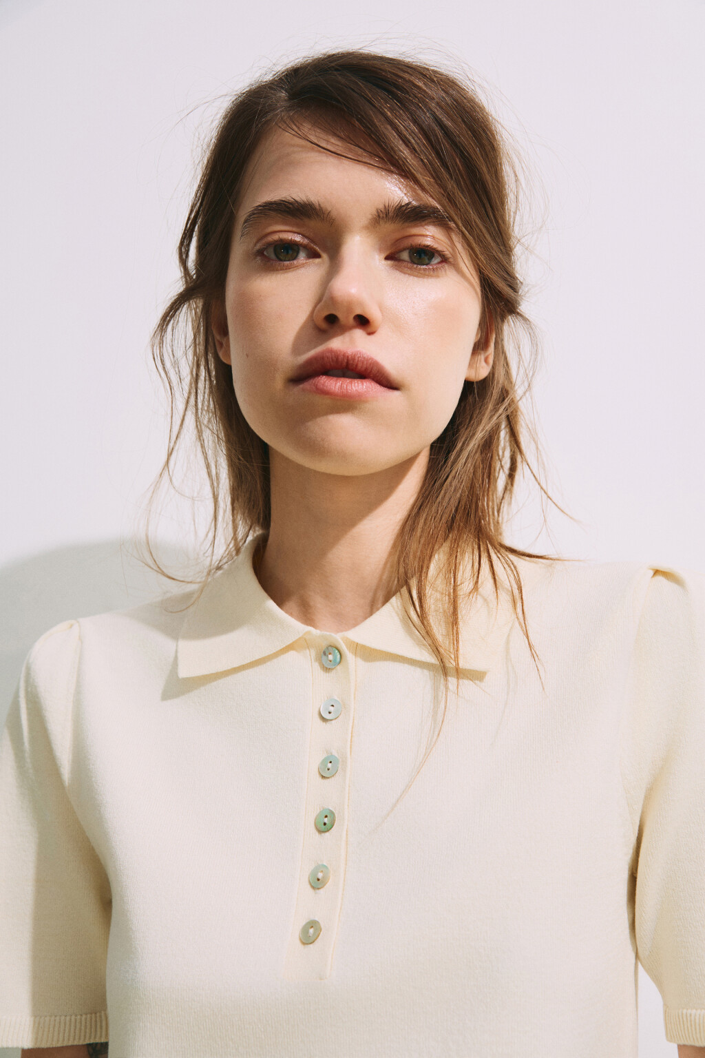 Футболка-поло вязаная - цвет ванильный - 7