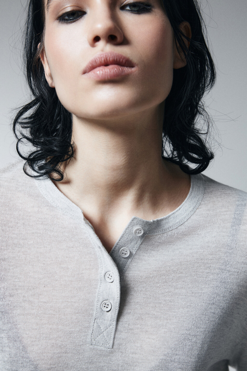 джемпер тонкий оверсайз вязаный на пуговицах - цвет серый - 6