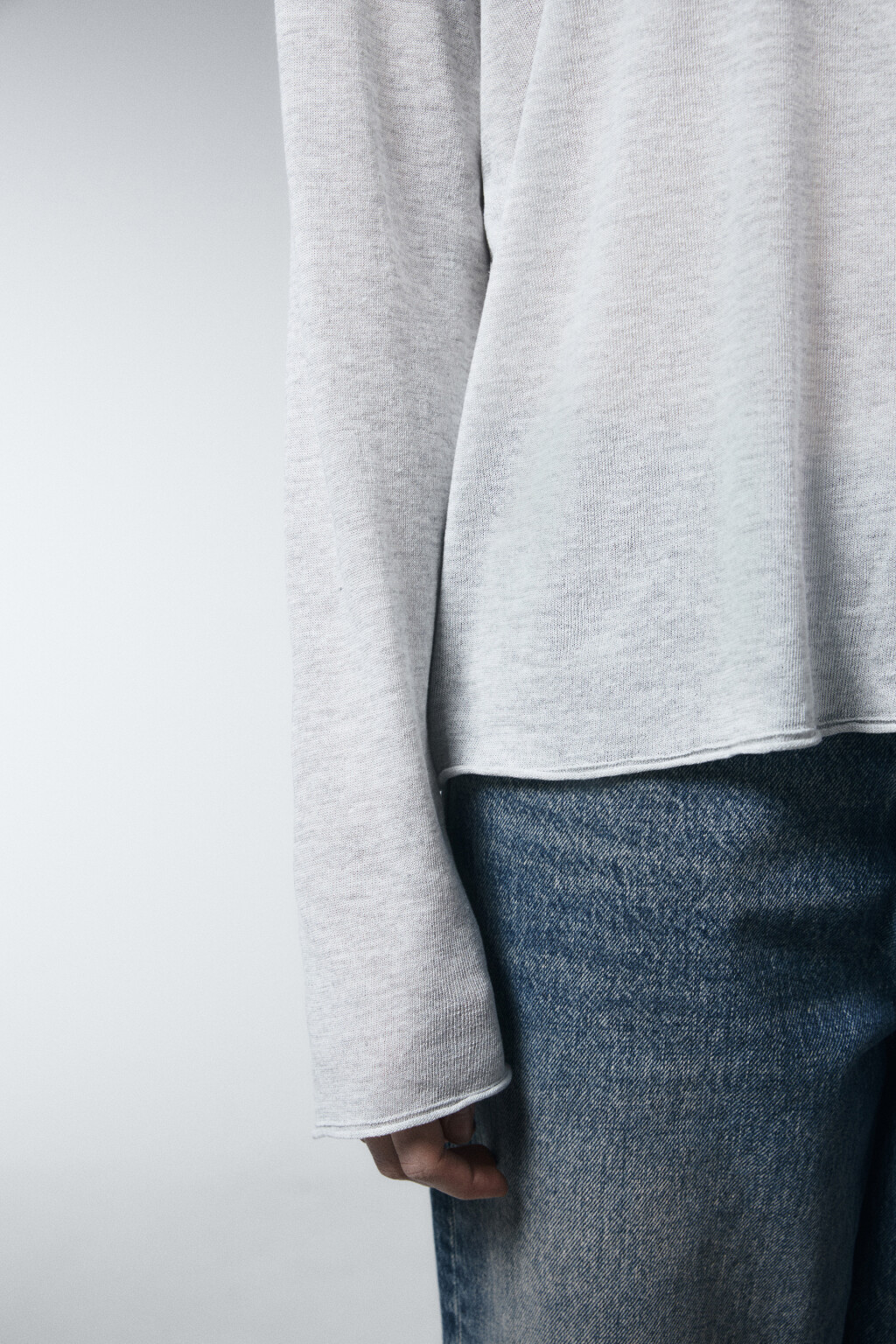 джемпер тонкий оверсайз вязаный на пуговицах - цвет серый - 7