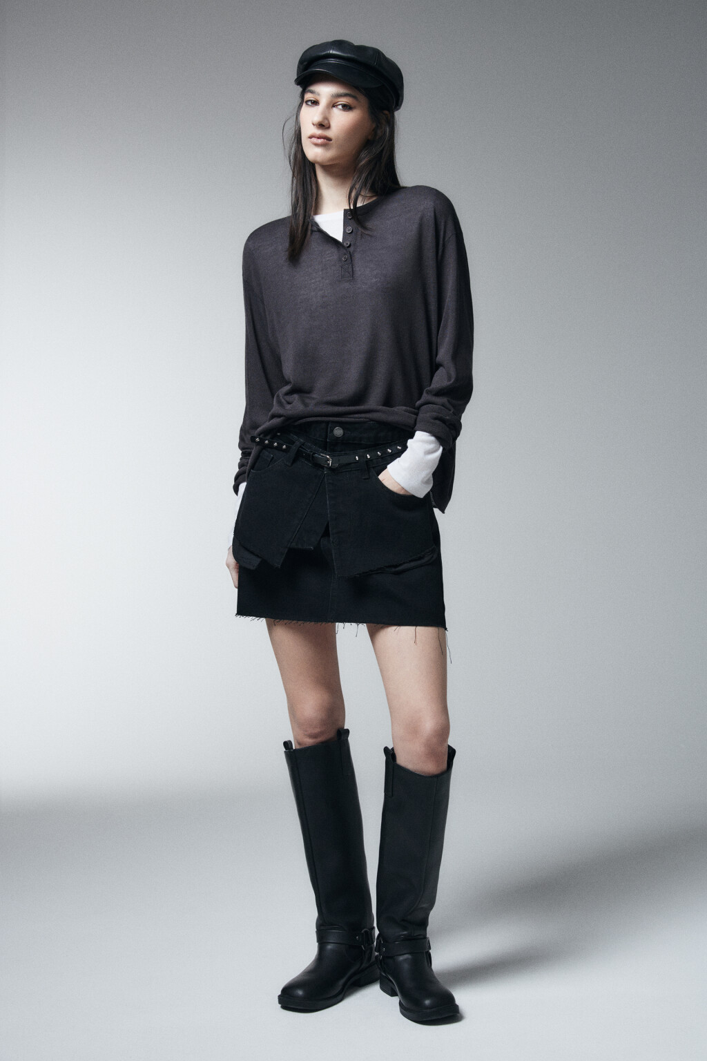 джемпер тонкий оверсайз вязаный на пуговицах - цвет серый - 5