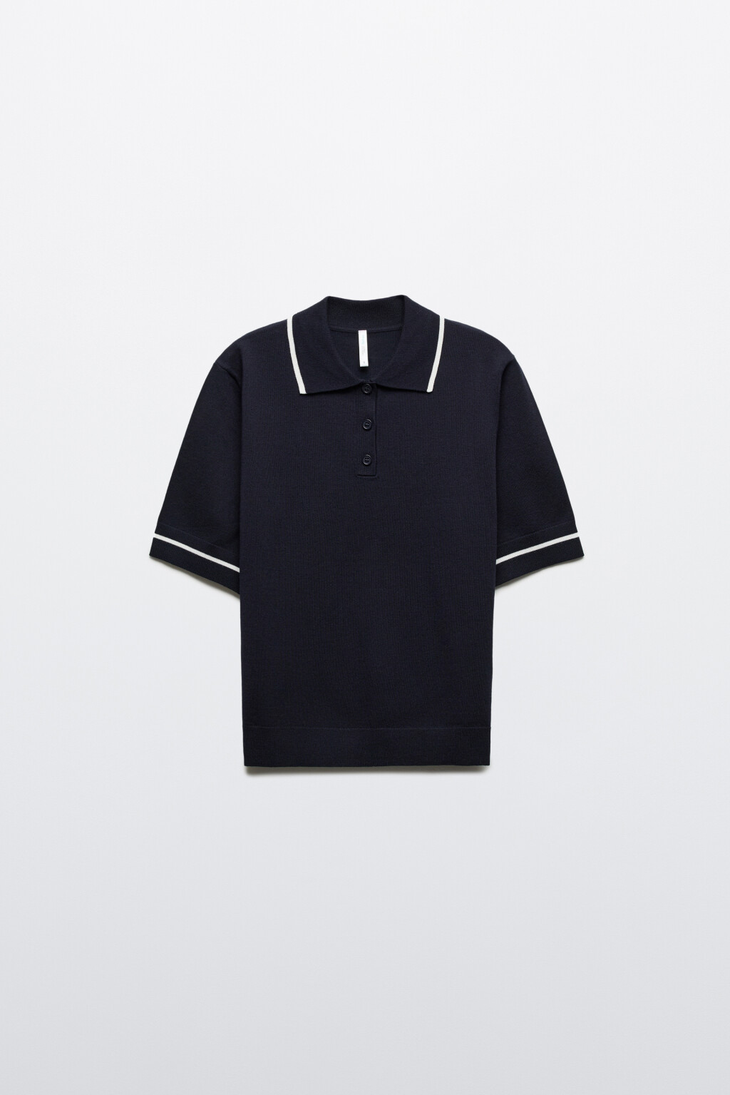 Футболка-поло вязаная - цвет синий - 1