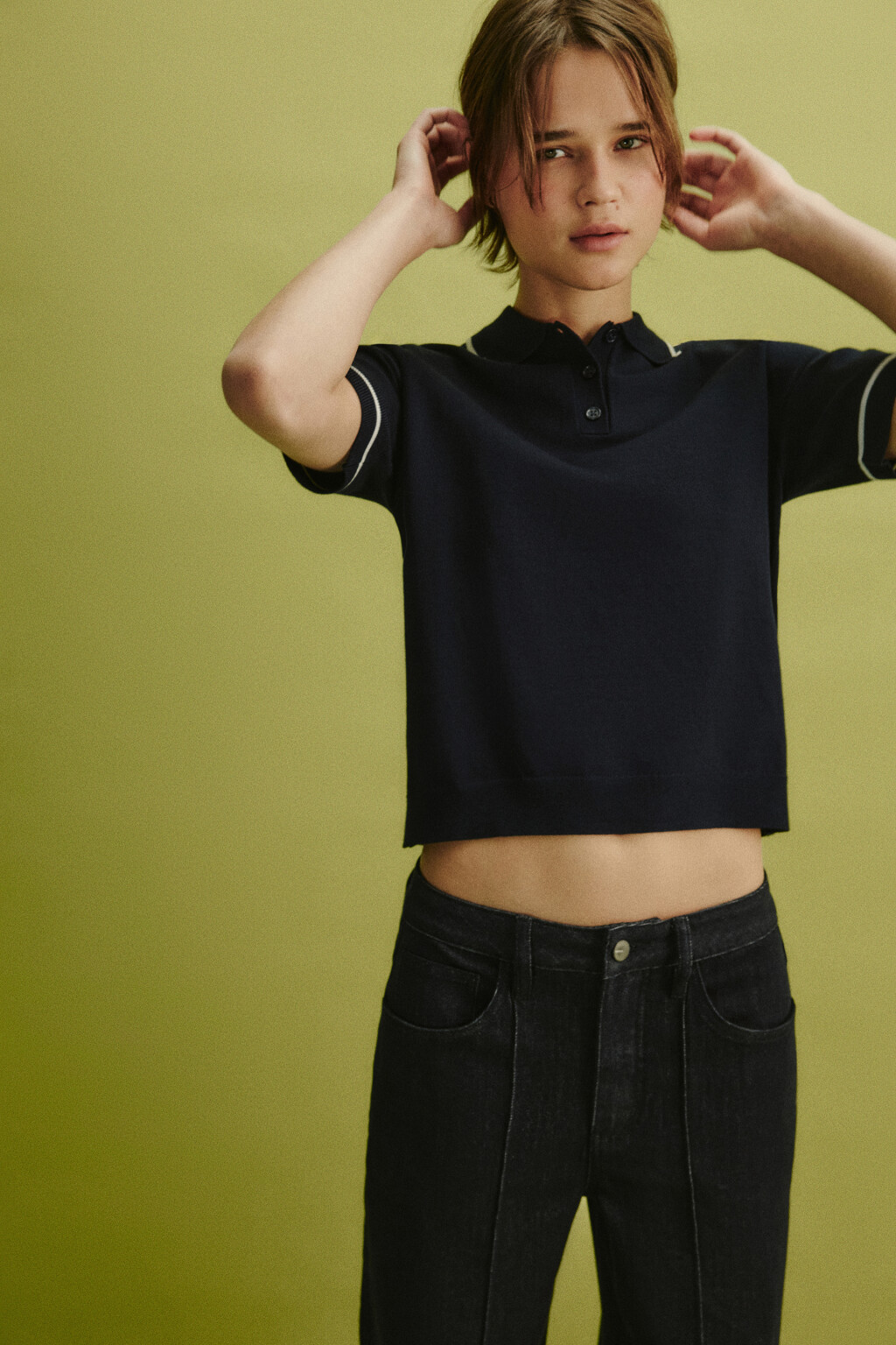 Футболка-поло вязаная - цвет синий - 4