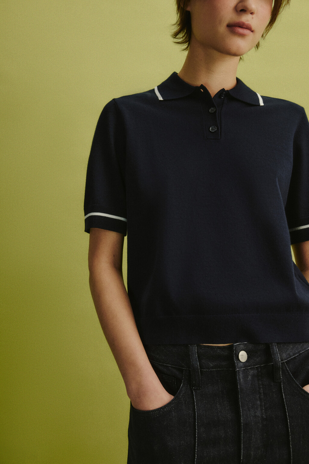 Футболка-поло вязаная - цвет синий - 9