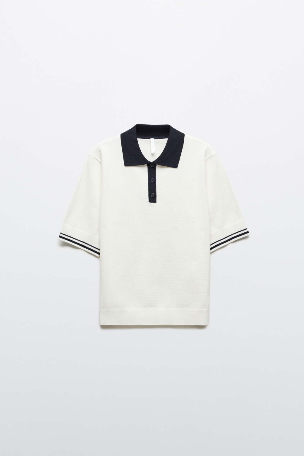 Футболка-поло вязаная - цвет молочный - 7