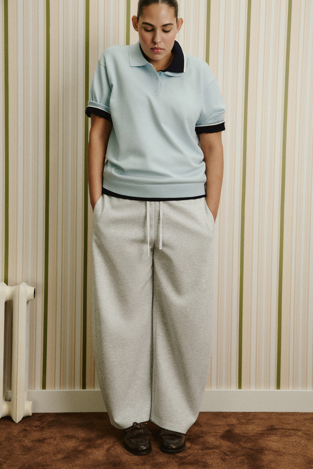 Футболка-поло вязаная - цвет голубой - 2