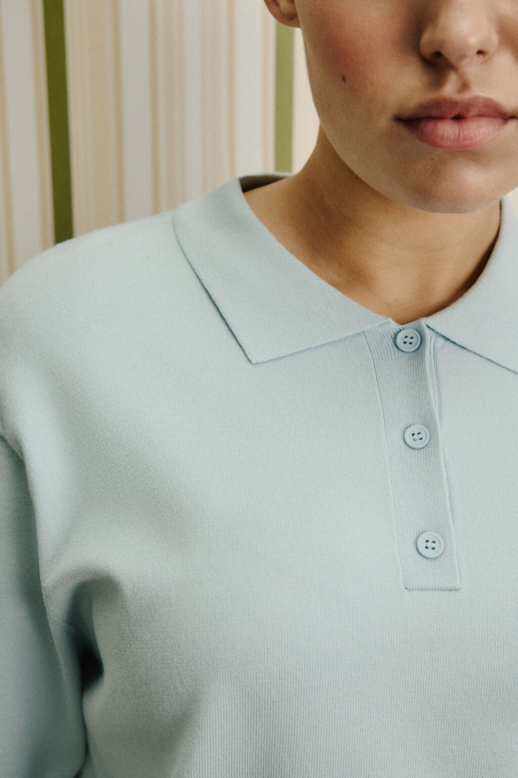 Футболка-поло вязаная - цвет голубой - 7