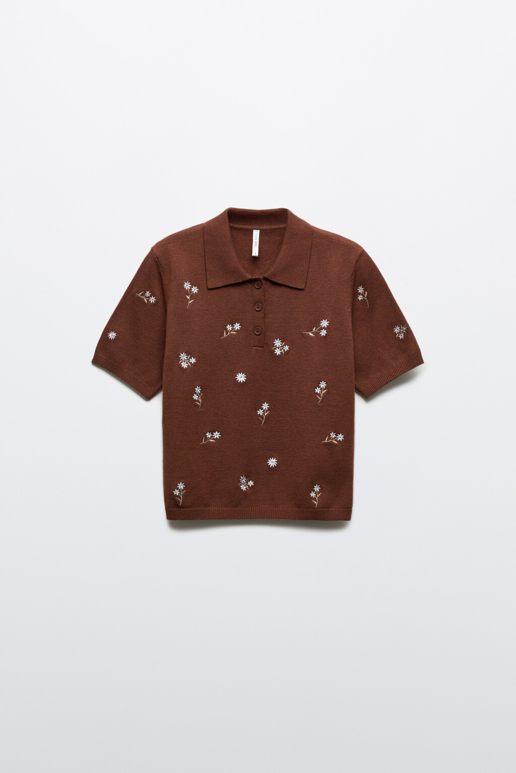 Футболка-поло с вышивкой - цвет коричневый - 8