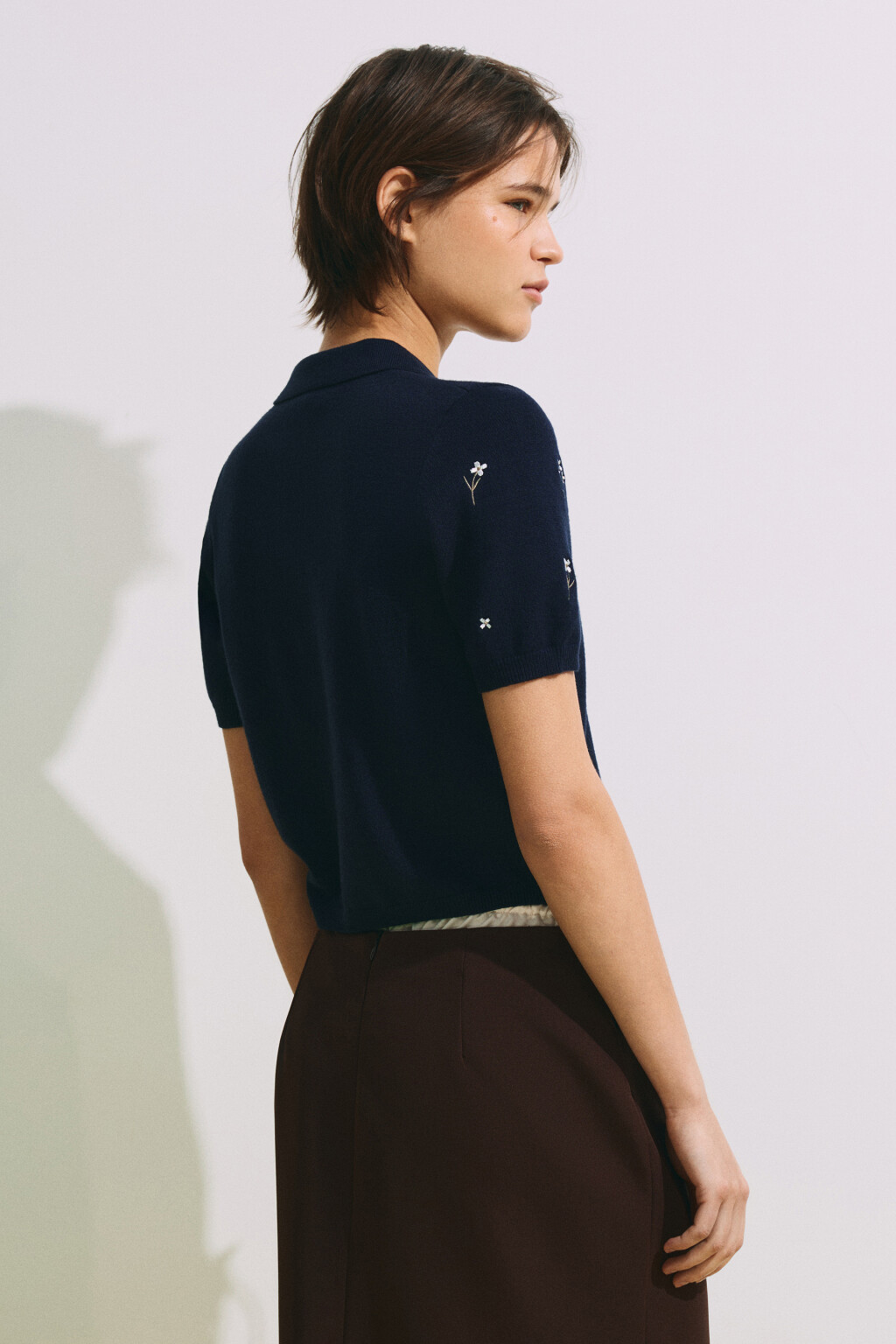 Футболка-поло с вышивкой - цвет синий - 5