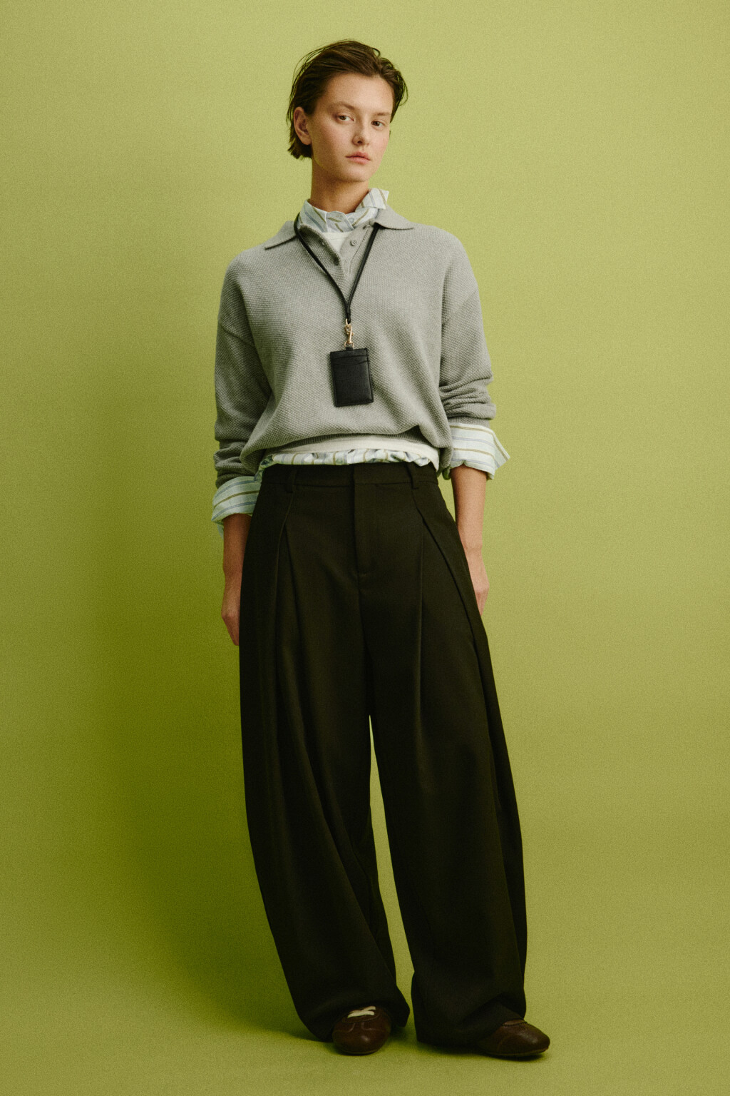 Джемпер-поло вязаный на пуговицах - цвет серый - 4