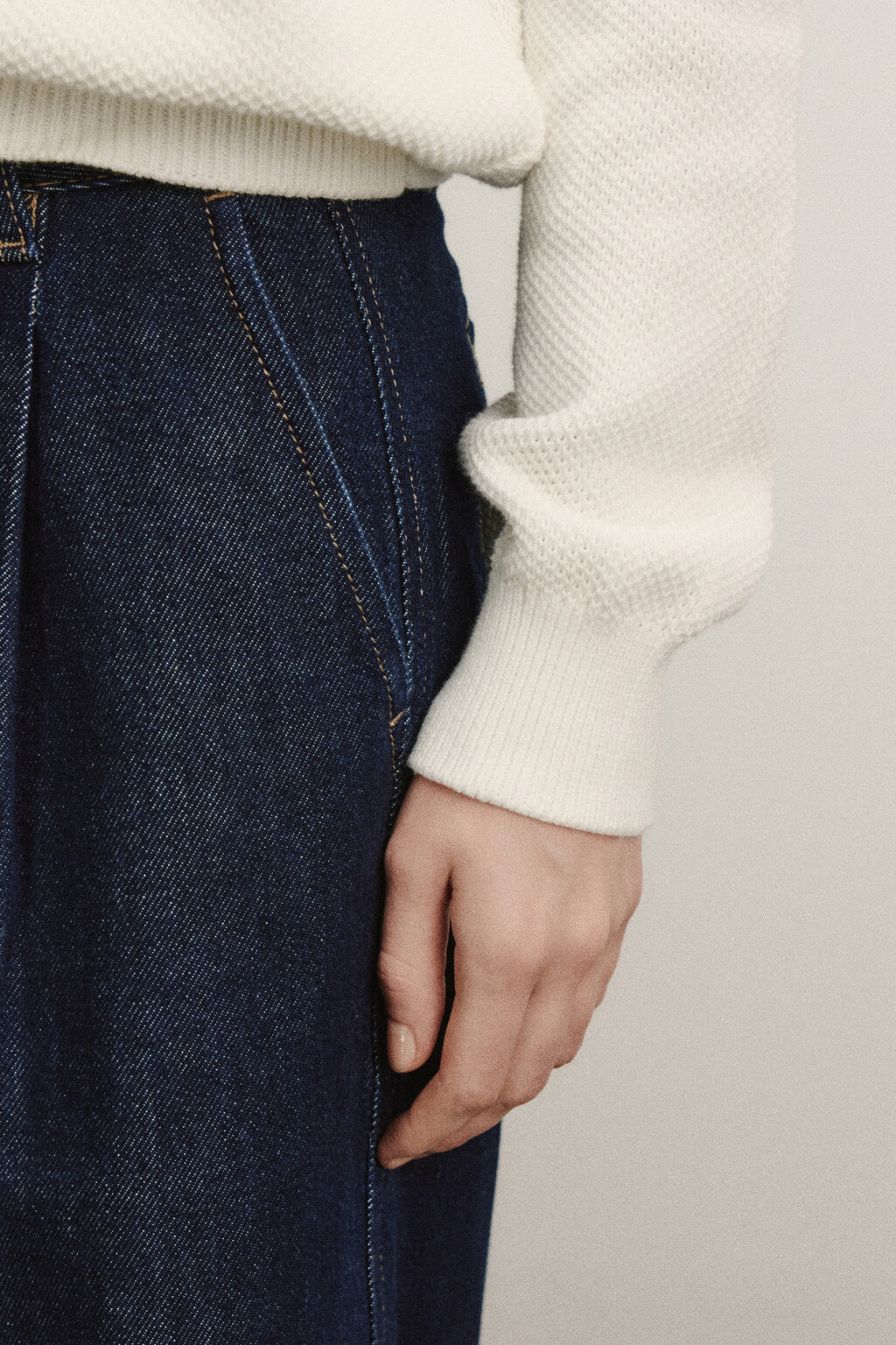 Джемпер-поло вязаный на пуговицах - цвет молочный - 6