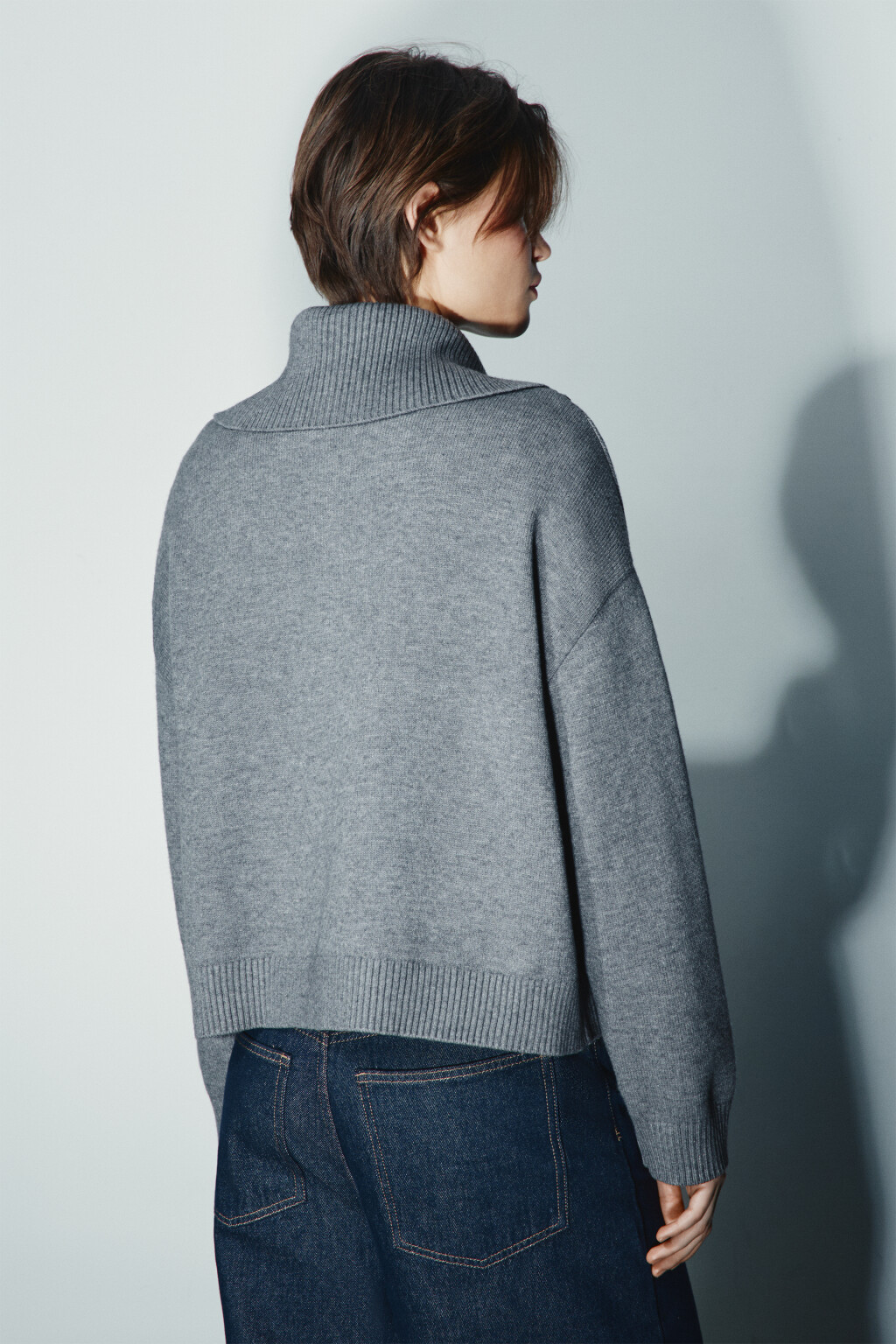 Джемпер на молнии с воротником - цвет серый - 3