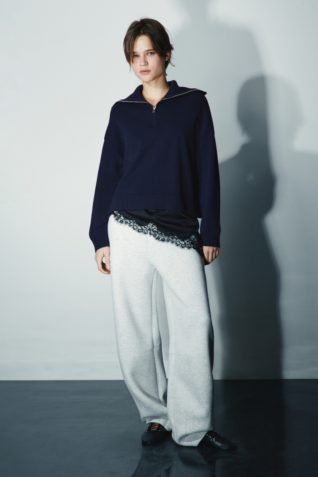 Джемпер на молнии с воротником - цвет синий - 5