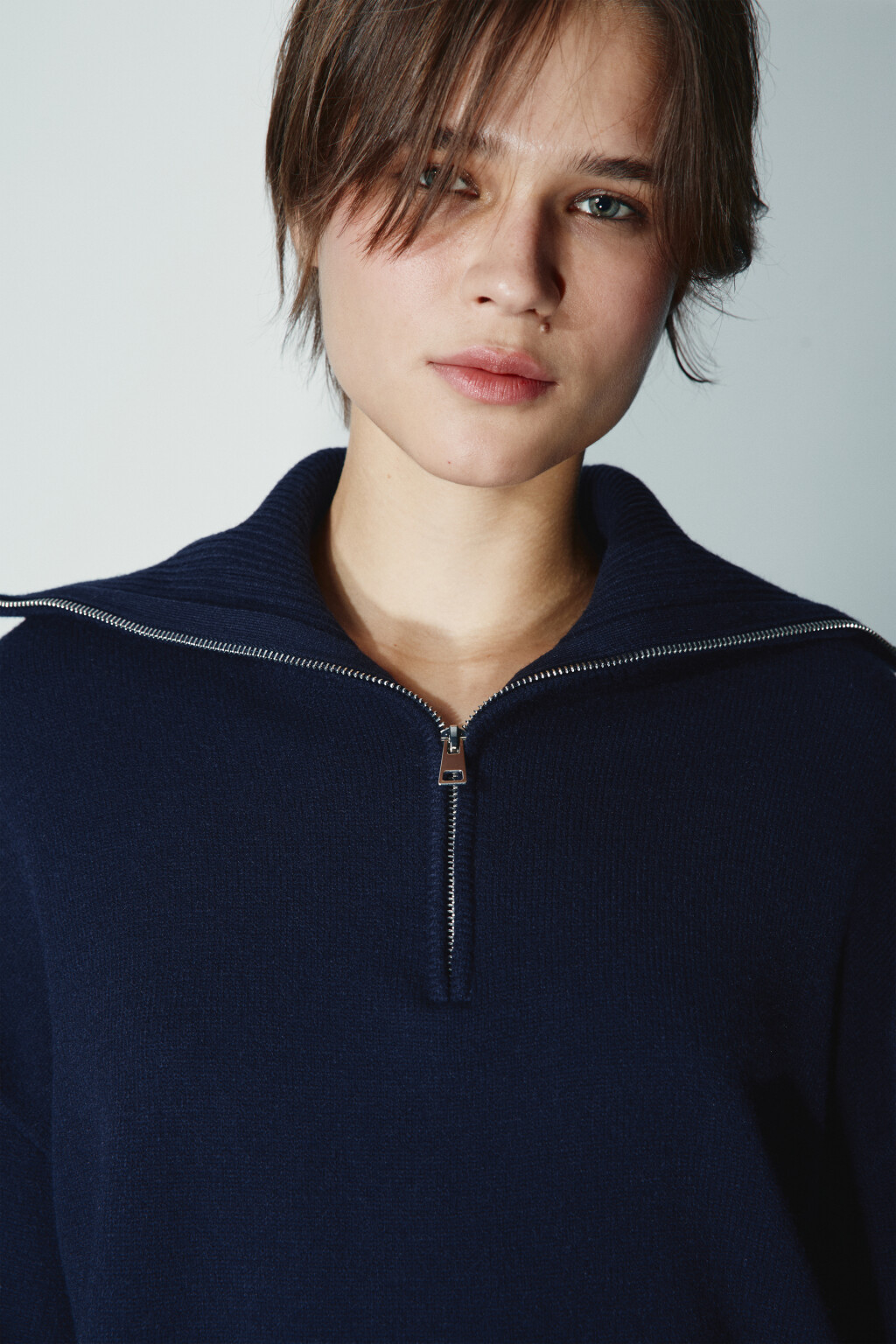 Джемпер на молнии с воротником - цвет синий - 6