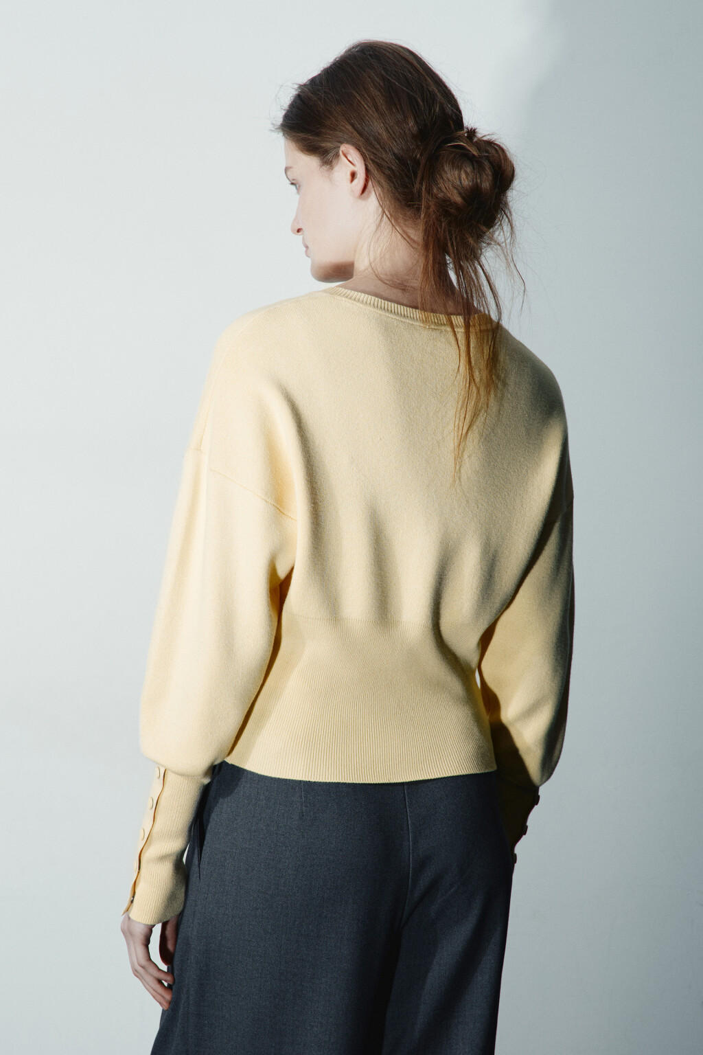 Кардиган вязаный на кнопках - цвет ванильный - 3