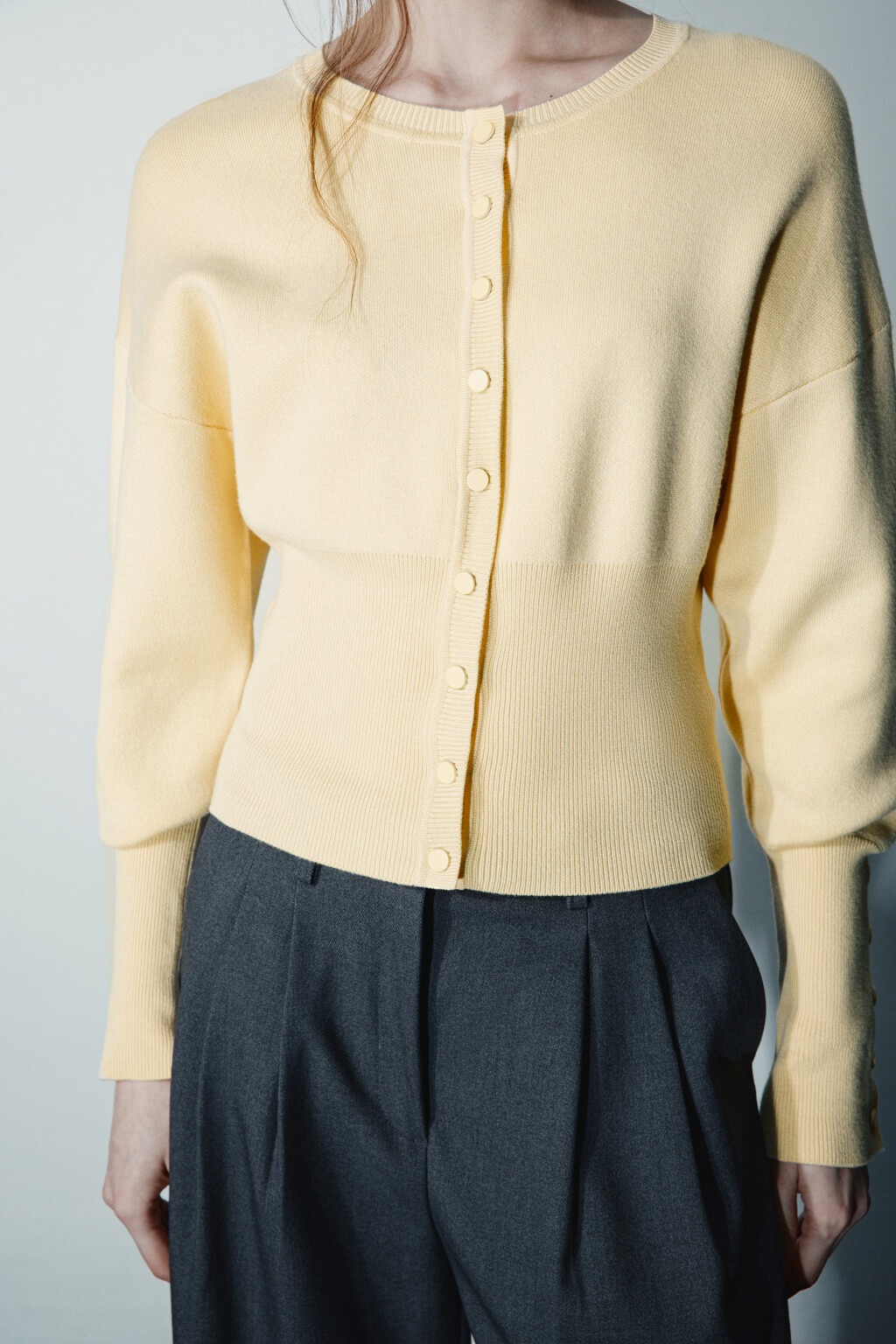 Кардиган вязаный на кнопках - цвет ванильный - 5