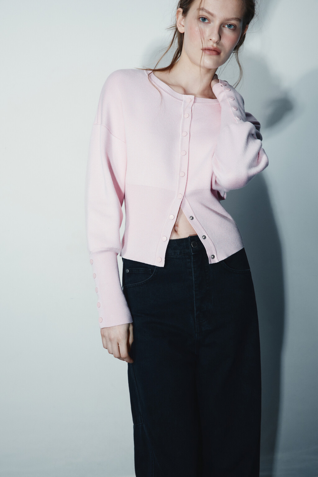 Кардиган вязаный на кнопках - цвет розовый - 1