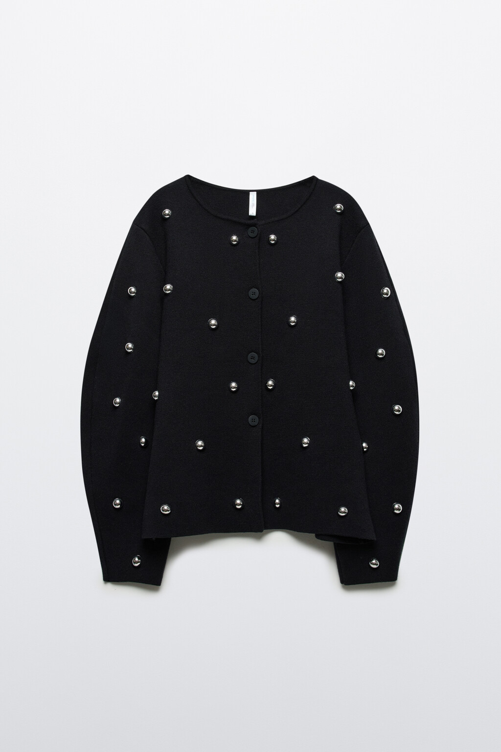 Кардиган жаккардовый с бусинами - цвет черный - 8