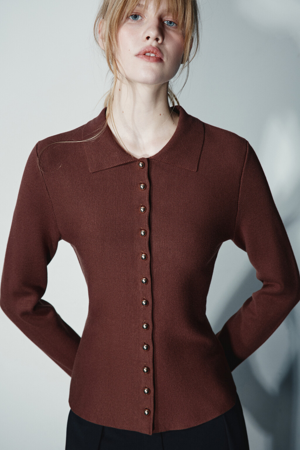 Кардиган приталенный вискозный - цвет коричневый - 2