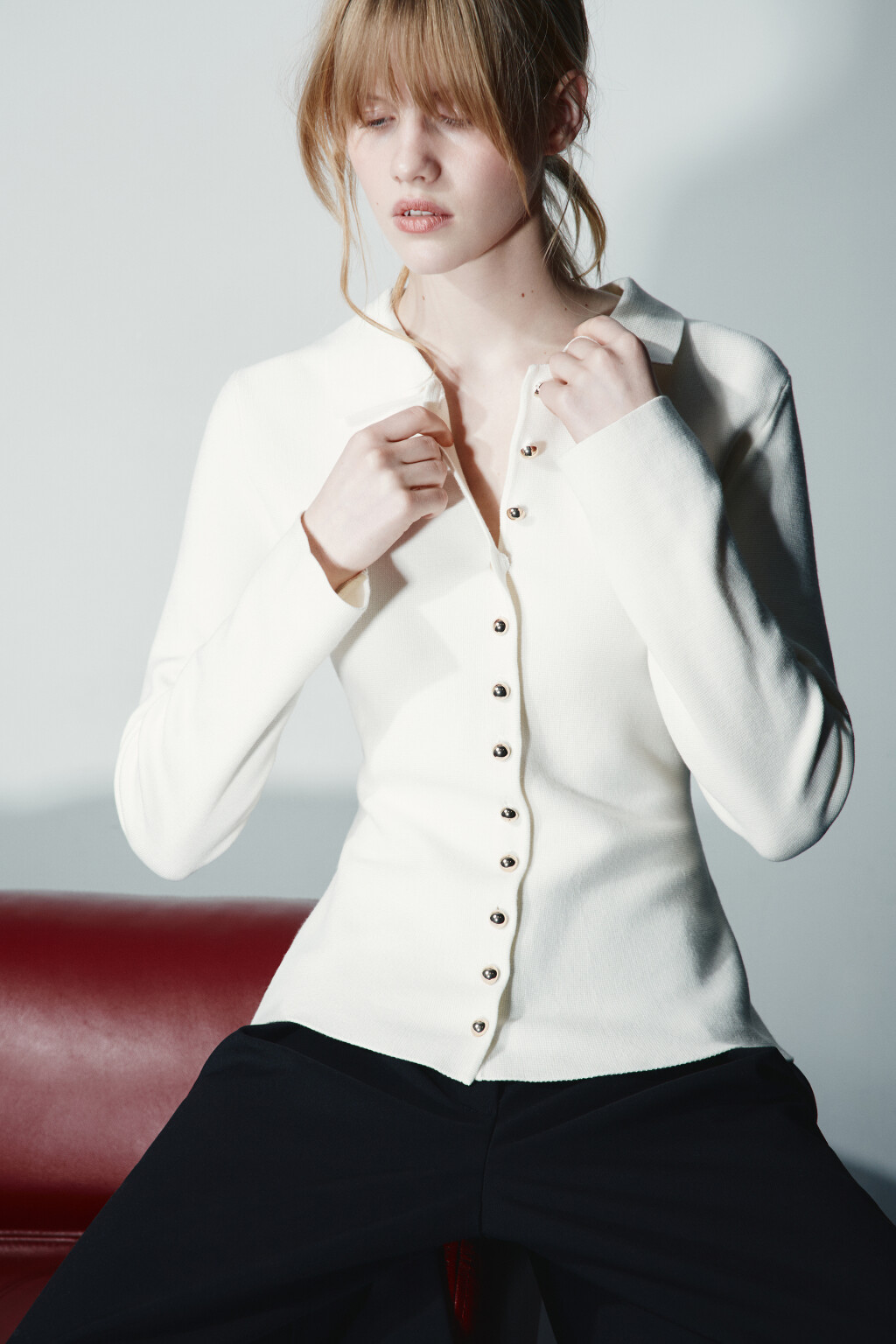 Кардиган приталенный вискозный - цвет молочный - 1