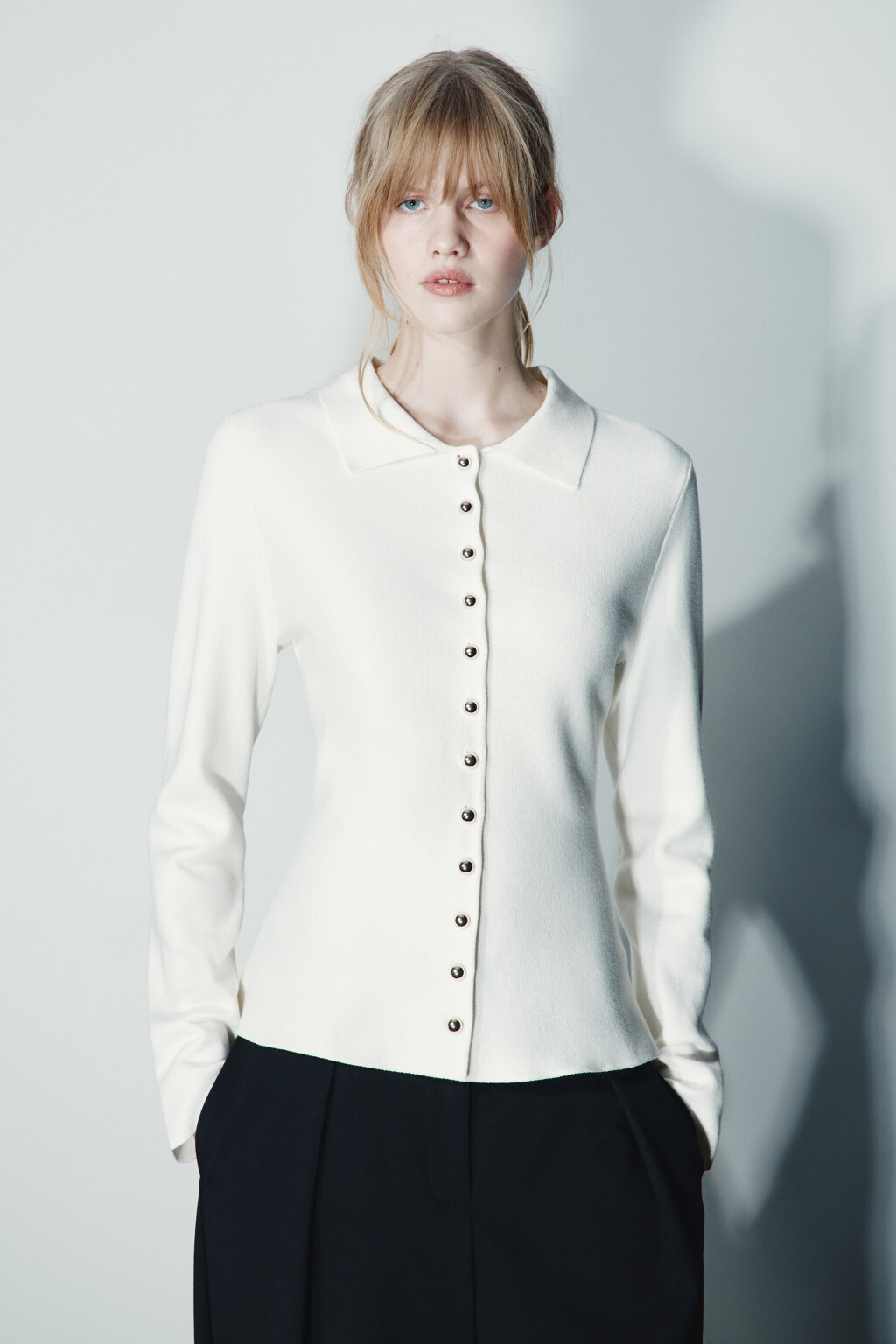 Кардиган приталенный вискозный - цвет молочный - 3