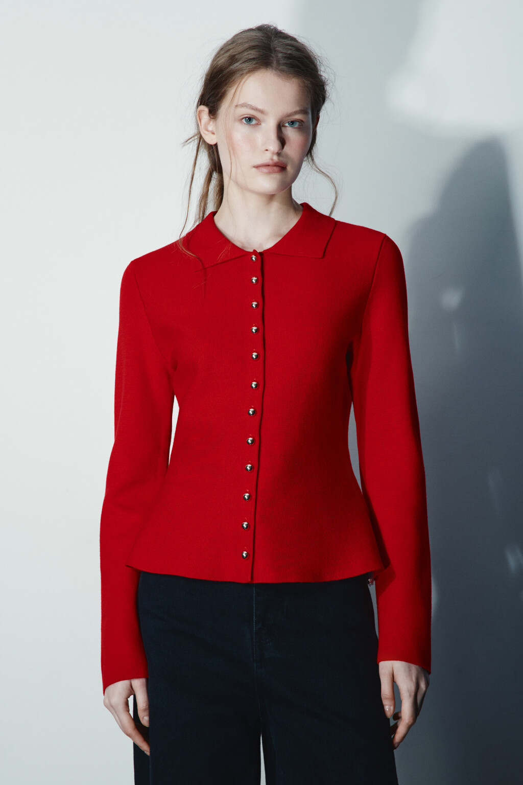 Кардиган приталенный вискозный - цвет красный - 2