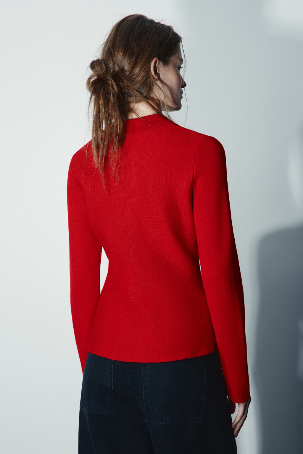 Кардиган приталенный вискозный - цвет красный - 3