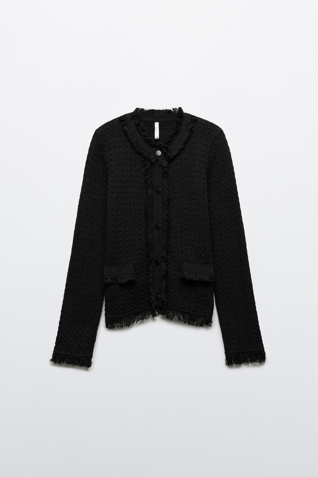 Жакет твидовый с необработанными краями - цвет черный - 1