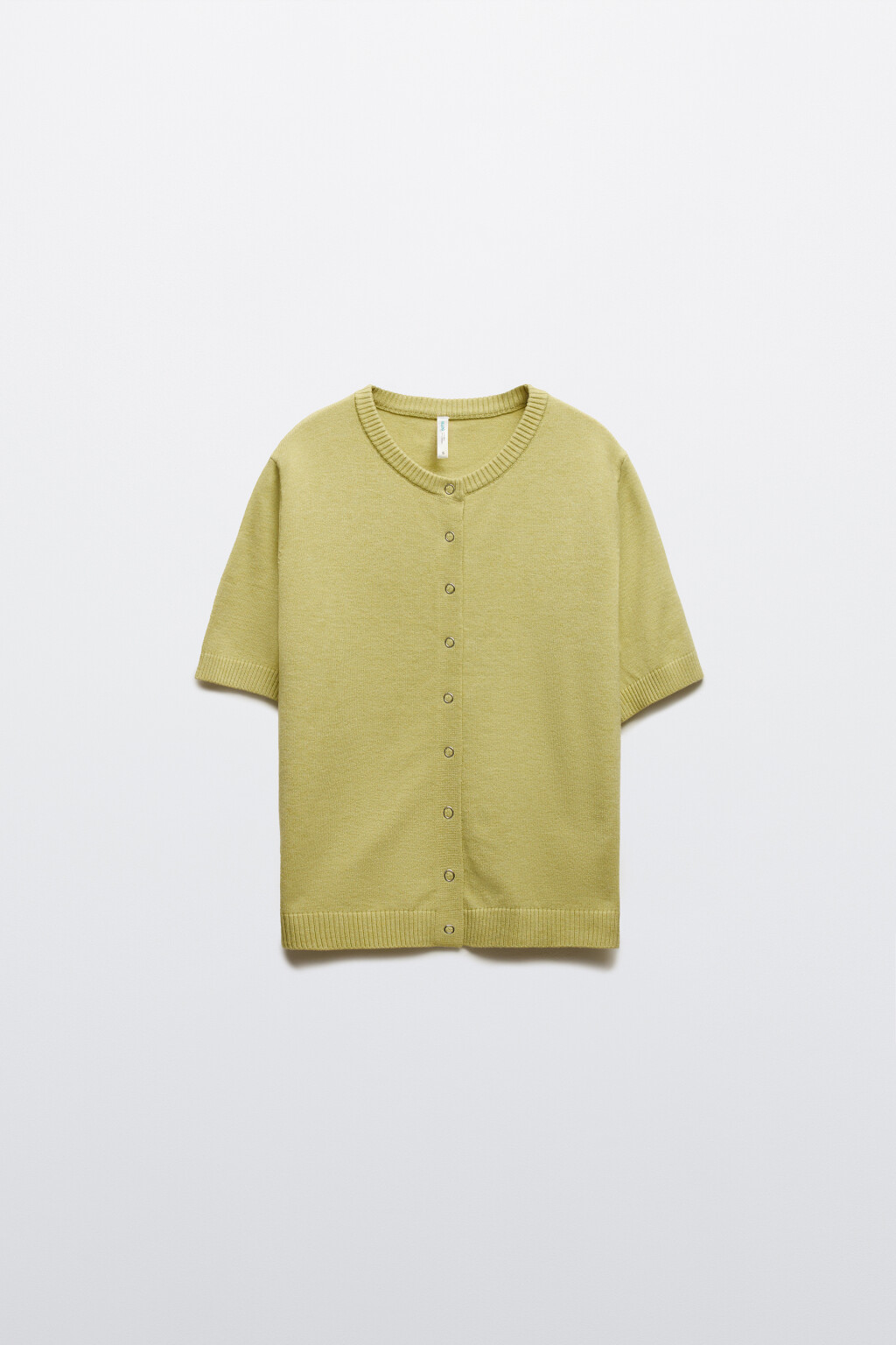 Джемпер вязаный с коротким руковом - цвет зеленый - 1