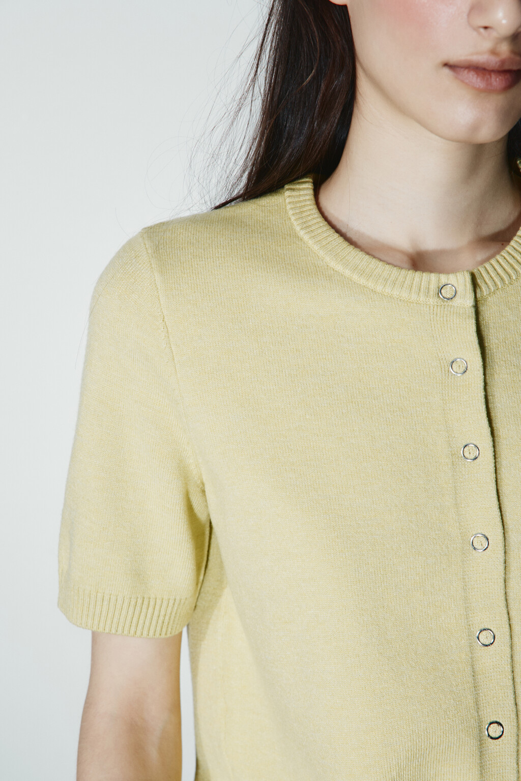 Джемпер вязаный с коротким рукавом - цвет зеленый - 6