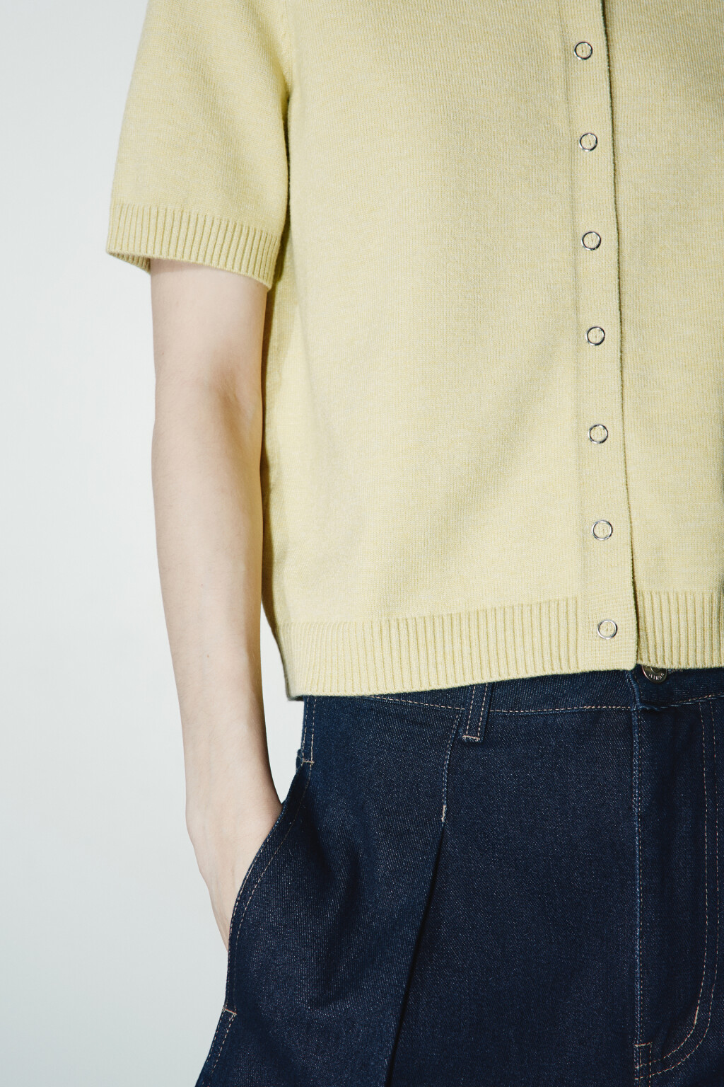 Джемпер вязаный с коротким рукавом - цвет зеленый - 7