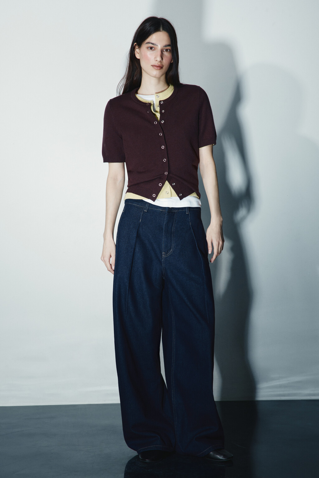 Джемпер вязаный с коротким руковом - цвет коричневый - 4