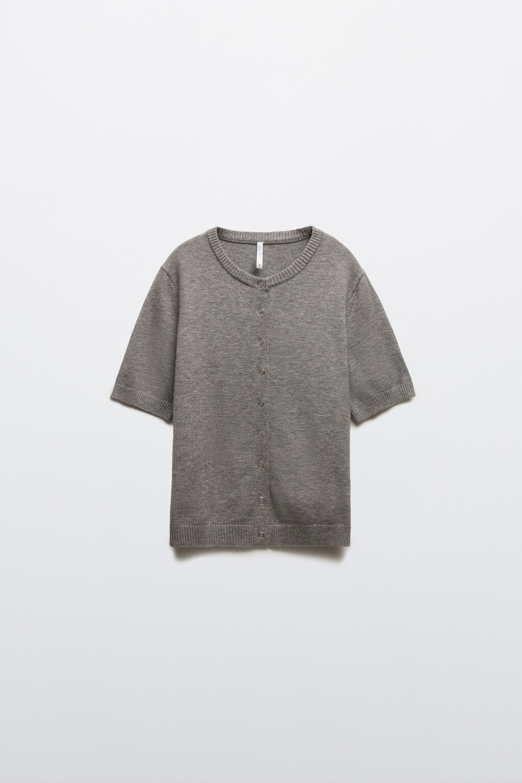 Джемпер вязаный с коротким руковом - цвет серый - 1