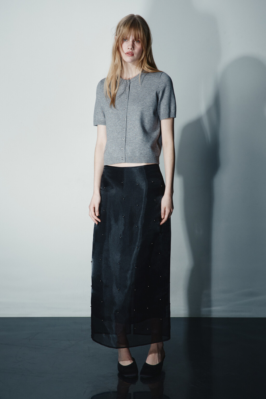 Джемпер вязаный с коротким руковом - цвет серый - 5