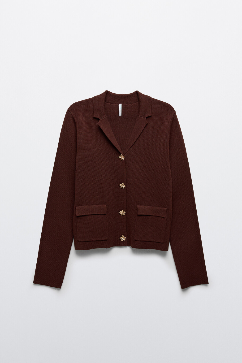 Жакет жаккардовый прямой - цвет коричневый - 1
