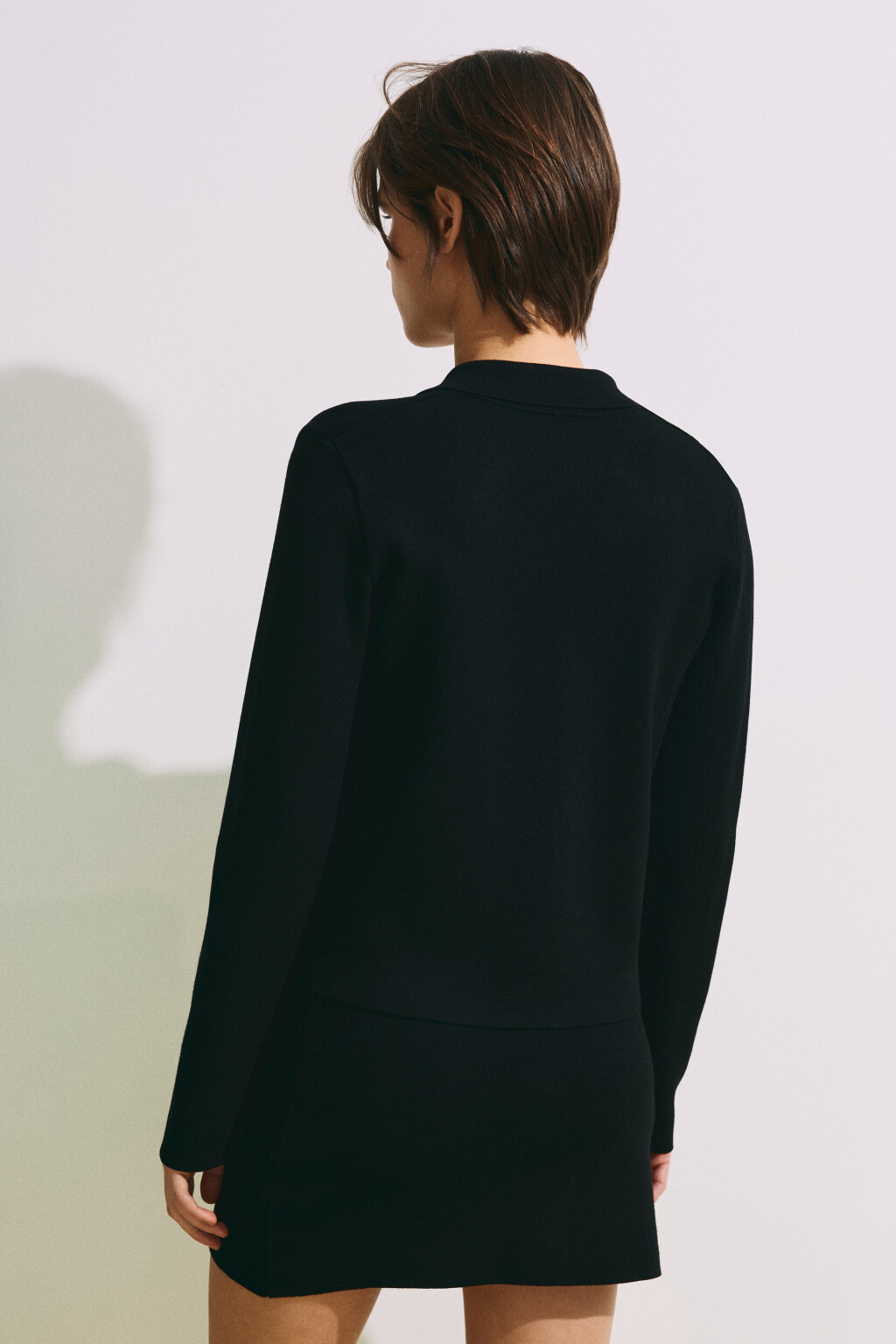 Жакет жаккардовый прямой - цвет черный - 3