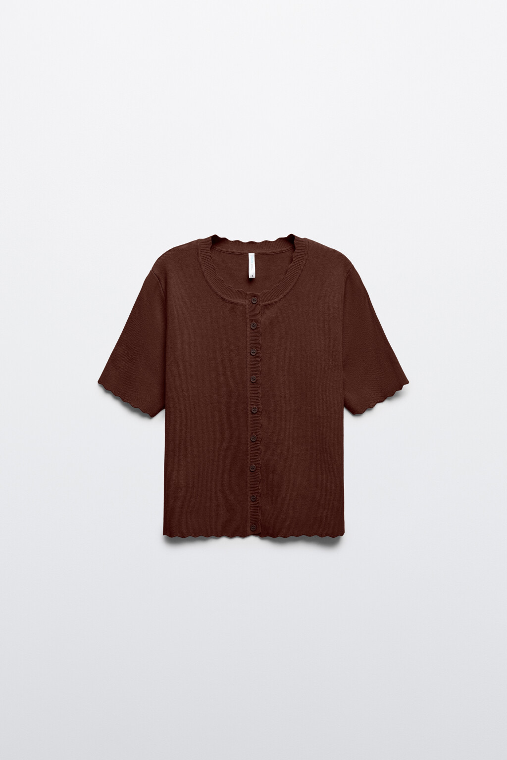 Кардиган на пуговицах с короткими рукавами - цвет коричневый - 8