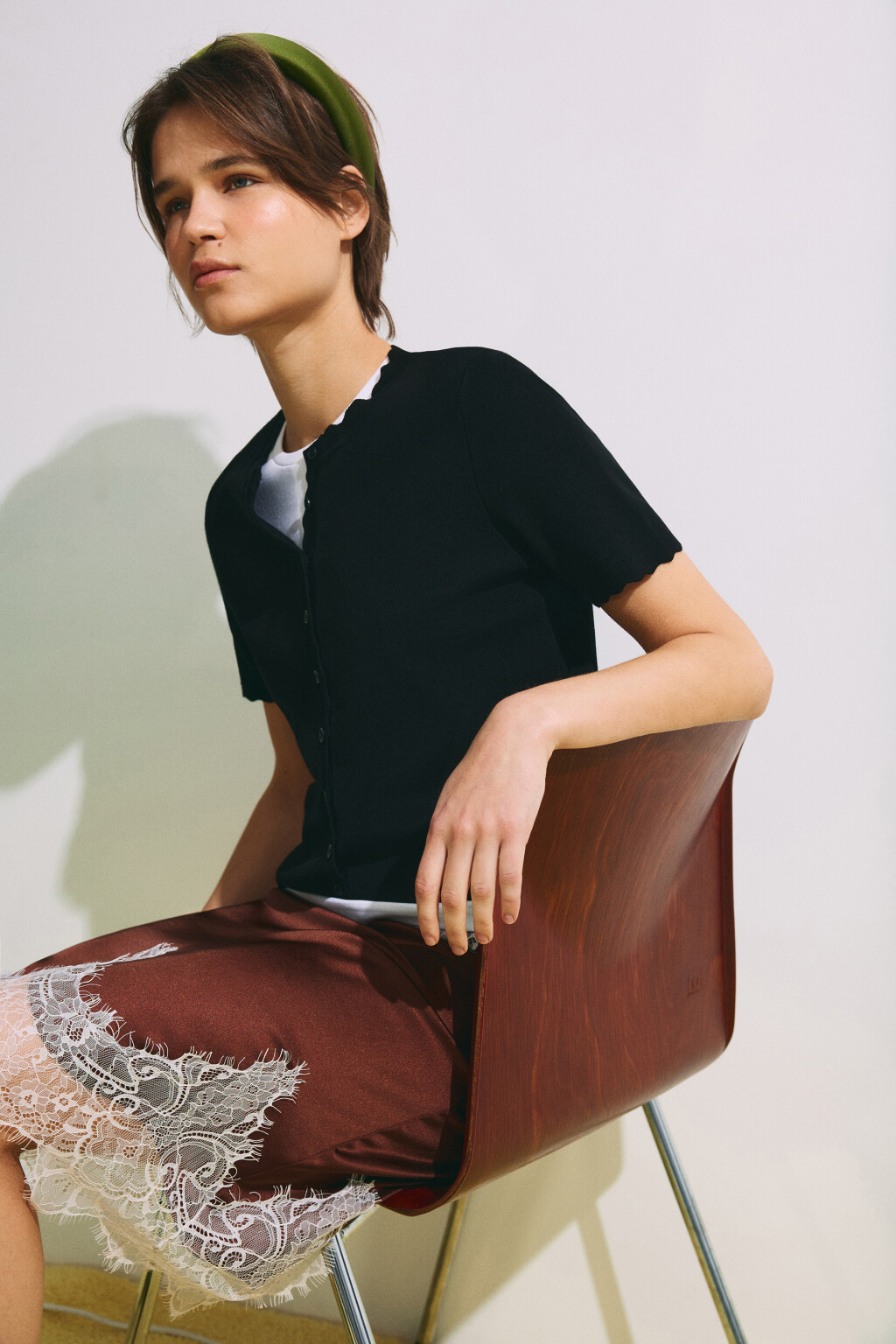 Кардиган на пуговицах с короткими рукавами - цвет черный - 1