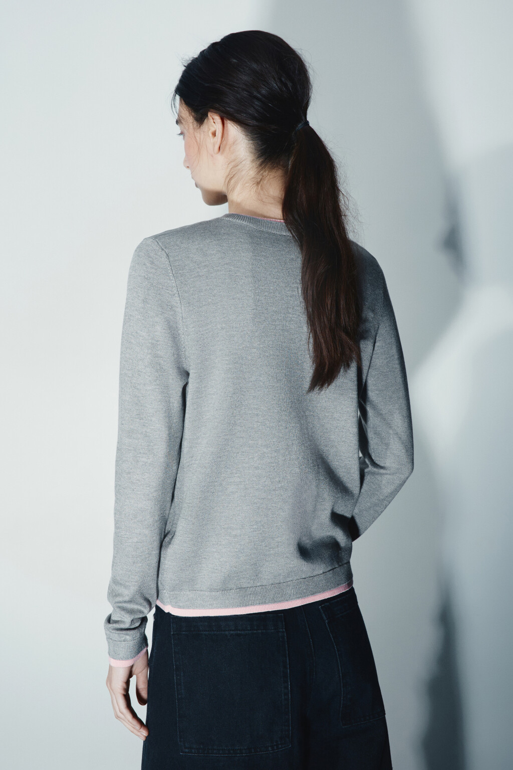 Кардиган с имитацией второго слоя - цвет серый - 3